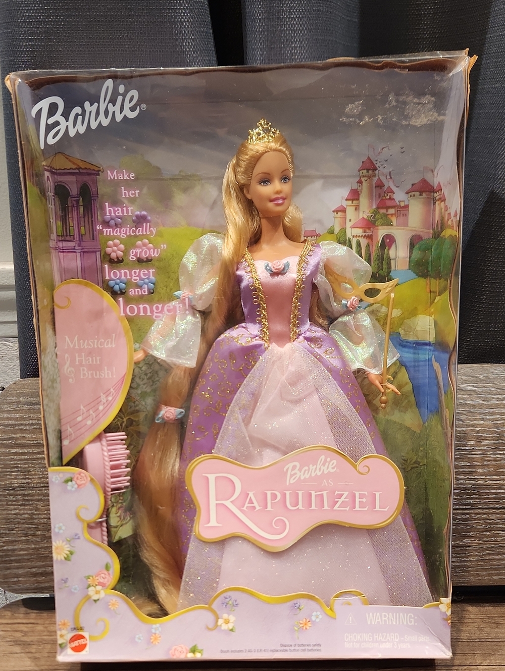 VTG. 2001 Barbie Rapunzel Princess Doll - Pink, Purple & Gold Gown NIB